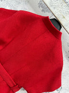 CD 25 V-neck Short-Sleeved Jacket Red Cotton