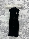 CD 25 Velvet Sleeveless Dress Black Polyester