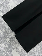 CD 25 A-line Pleated Long Skirt With Belt And Zipper Black Polyester Cotton