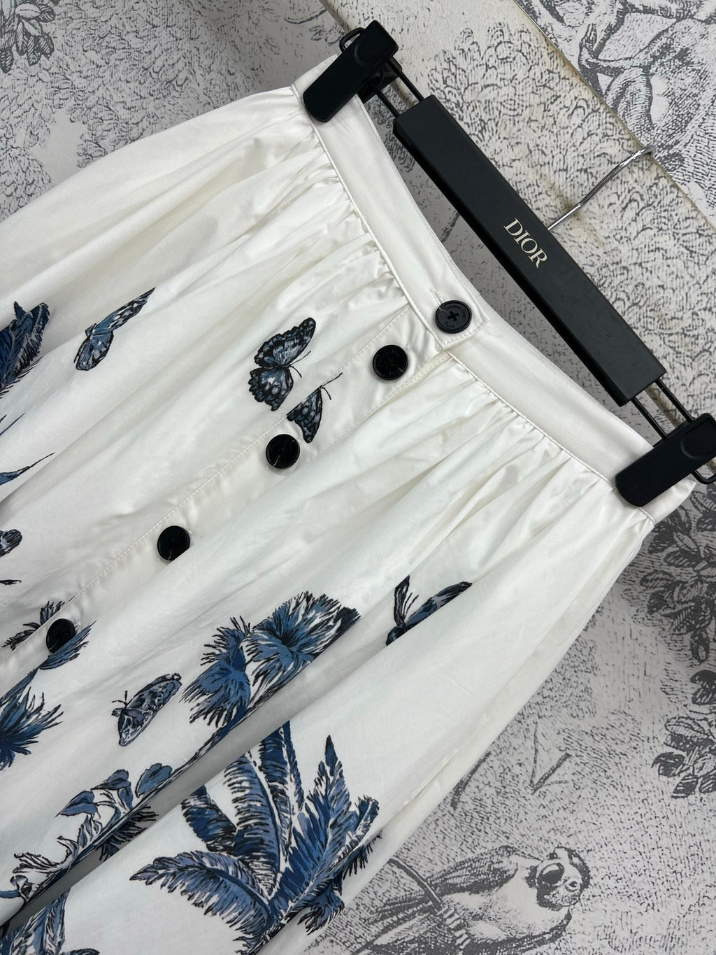 CD 25 Coconut Single-breasted Skirt White mix Blue Cotton