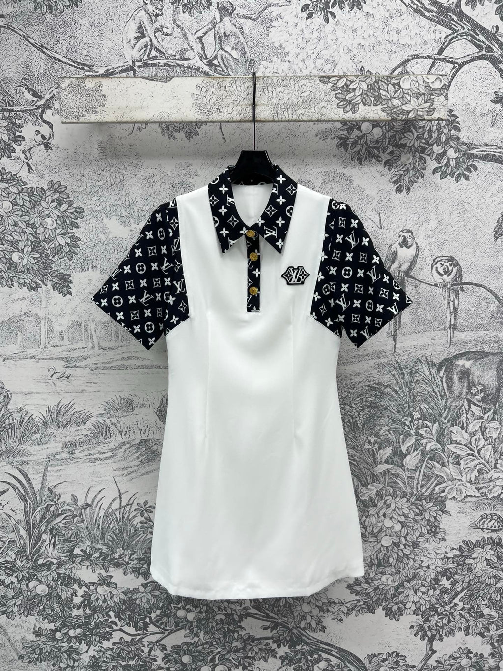 LV Classic L's Money Letter Print White Black Polyester