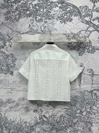 Celine 25 Lace Short Shirt White Cotton
