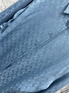 Fendi 25 Double F Shirt Blue Viscose Polyester
