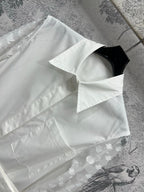 LV 25 Splicing Perspective Jacquard Monogram Sleeve Dress White Cotton