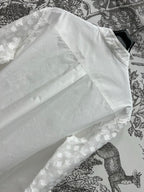 LV 25 Splicing Perspective Jacquard Monogram Sleeve Shirt White Cotton
