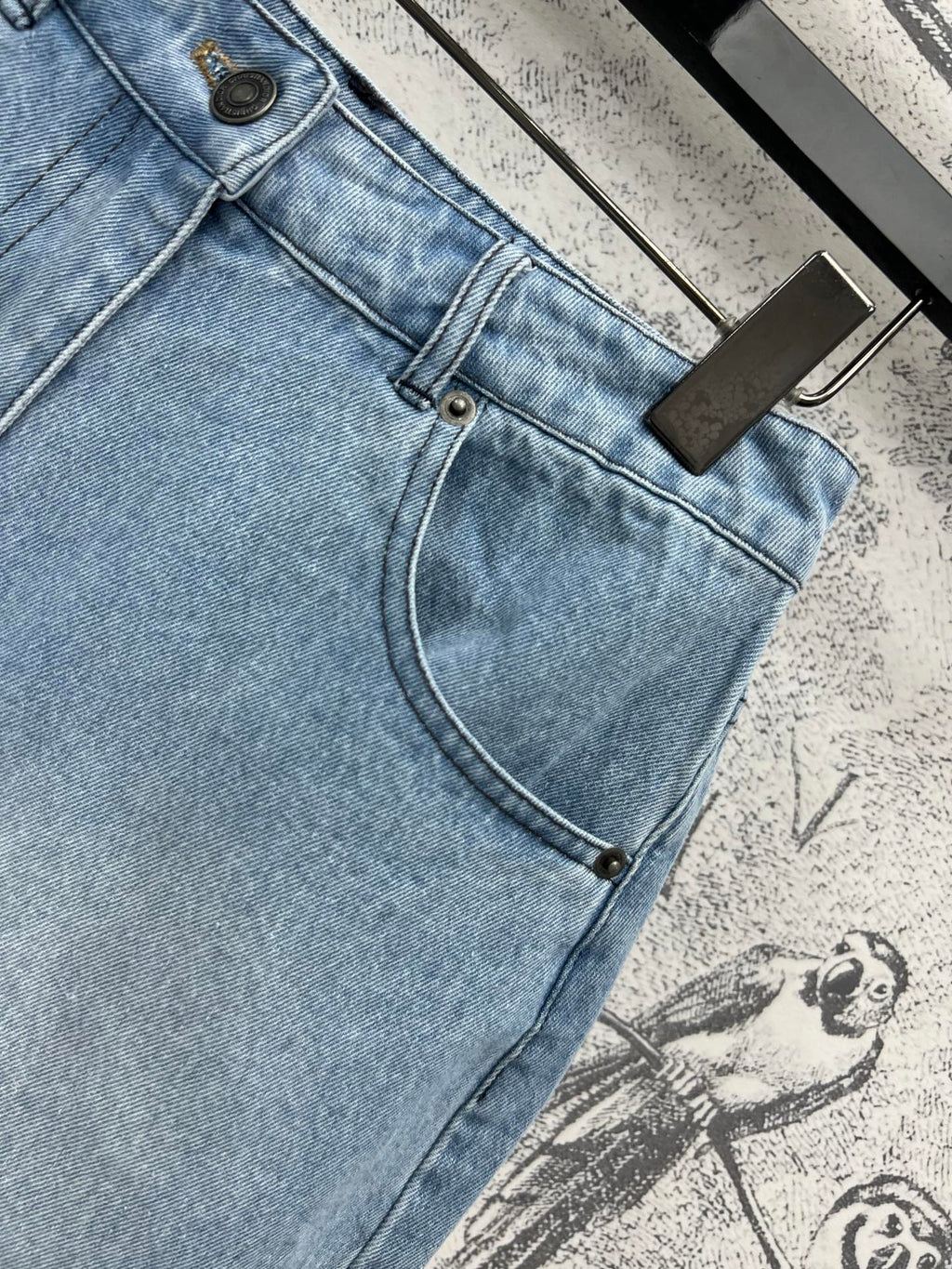 CD 25 Rolled Denim Short  Light Blue Cotton
