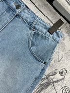CD 25 Rolled Denim Short  Light Blue Cotton