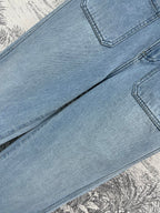 CD 25 Rolled Denim Pants Light Blue Cotton
