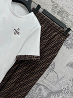 Fendi 25 Suit White Brown Cotton