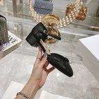 CD Ballet Pump Black Quilted Cowhide