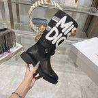 CD D-Major Boot Black Mix White Calfskin And Canvas