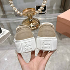 Miu Sneaker with logo Colonial Beige Demin Fabric 235314