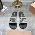 Miu Slippers Black Leather 235320