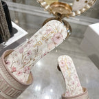 CD 26 Embroidered Sandals 45mm Beige Flower Canvas 592242