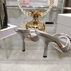 CD 26 High-Heeled Mules 85mm Pearl Gray Leather 592247