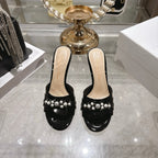 CD 26 High-Heeled Mules 85mm Pearl Black Patent Leather 592251