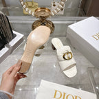 CD 26 Chunky Heel Sandals 35mm White Leather 592267