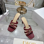 CD 26 High-Heeled Sandals 75mm Dark Red Leather 592254