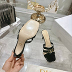 CD 26 High-Heeled Sandals 75mm Black Patent Leather 592258