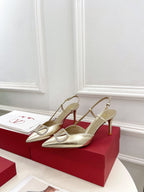 vlogo slingback pump 80 gold metalic calfskin