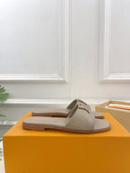 lv capri flat mule grey calfskin