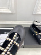 CC Mary Jane 10mm In Black With Small Pearls Lambskin 948756