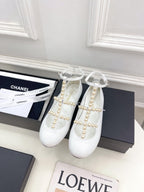 CC Mary Jane 10mm In White With Small Pearls Lambskin 948758