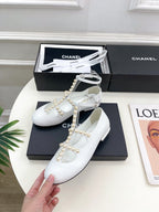 CC Mary Jane 10mm In White With Small Pearls Lambskin 948758