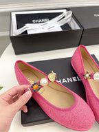 CC Ballet Flats 10mm Dark Pink Wool Tweed And Fabric 948828