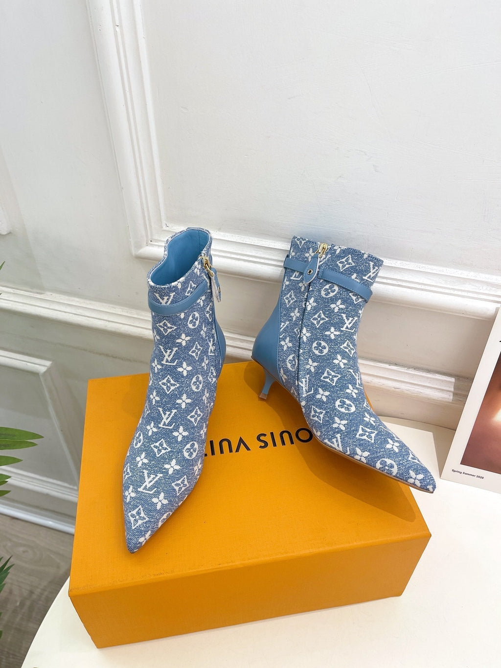 LV Stellar Ankle Boot 40mm Light Blue Monogram Jacquard Fabric