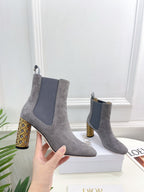 CD Icon Heeled Ankle Boot 80mm Grey Suede