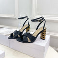 CD Icon Heeled Sandal 80mm Black Calfskin