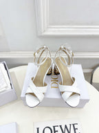 CD Icon Heeled Sandal 80mm White Calfskin