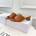 CD Icon Heeled Slide 40mm Brown Calfskin