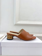 CD Icon Heeled Slide 40mm Brown Calfskin