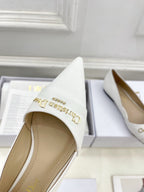 CD 25 Pump Flat White Calfskin 307416