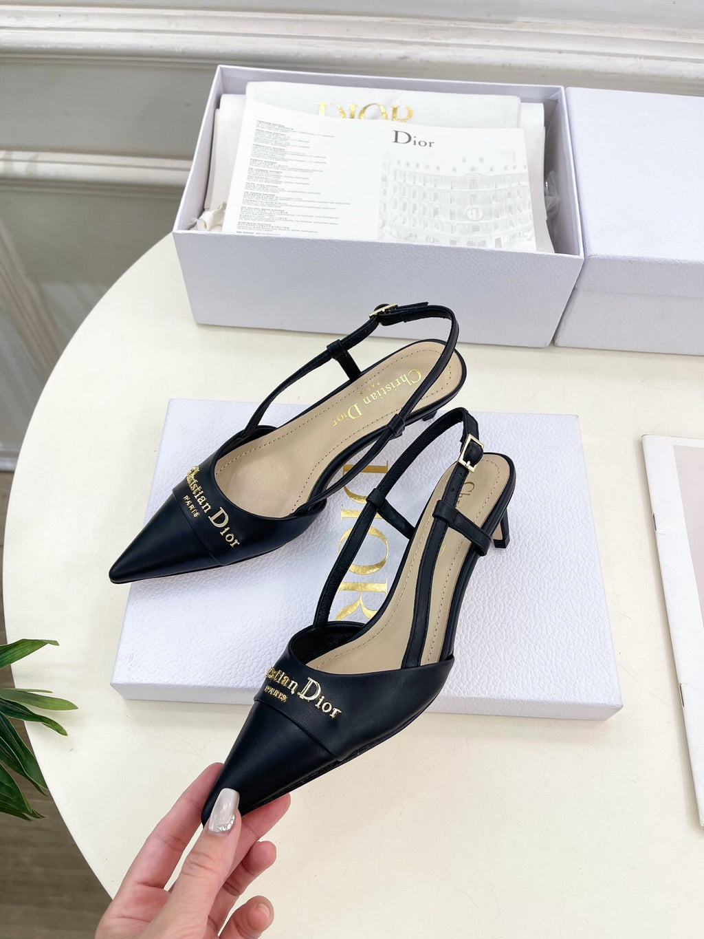 CD 25 Slingback Heel Black Leather 307431