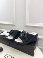 CC 25 Platform Slippers Black Sheepskin 331003
