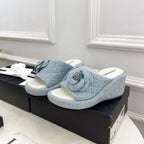 CC 25 Platform Slippers Blue Sheepskin 331006