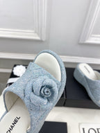 CC 25 Platform Slippers Blue Sheepskin 331006