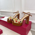 VT 25 Vlogo Platform Sandals Cherry Ankle Calfskin 330980