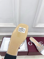 GG 26 Flat Sandals Sliver Metallic Leather 587091