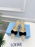 PRA 26S Pointed-Toe Slingback 75 Beige Mesh Sheepskin 631963