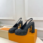 LV 26ss Platform Sandals 110 Black Monogram Leather 631923