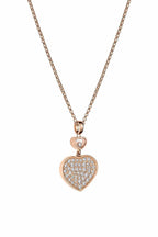 HAPPY HEART NECKLACE PINK GOLD FULL DIAMOND