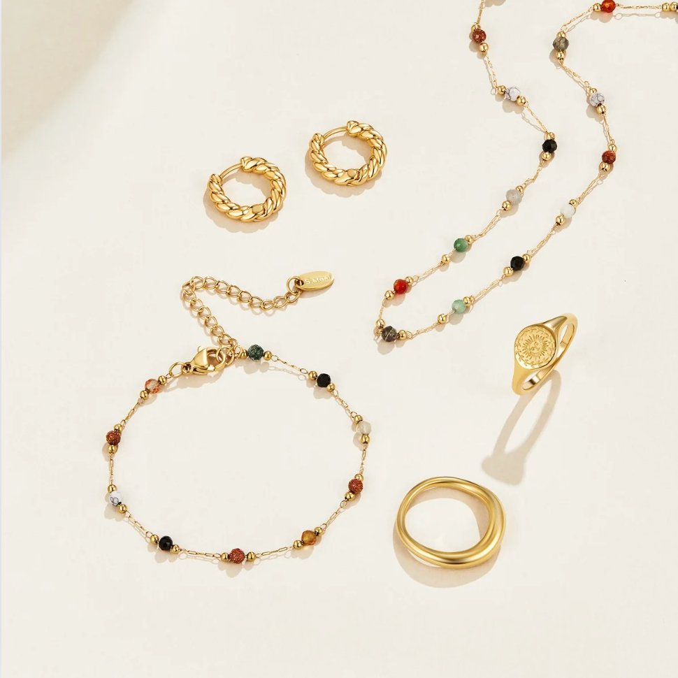 Lulu Beaded Stone Necklace - Beautiful Earth Boutique
