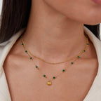 Nerissa Gold Shell & Green Bead Necklace - Beautiful Earth Boutique