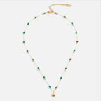 Nerissa Gold Shell & Green Bead Necklace - Beautiful Earth Boutique