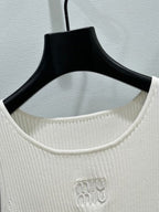 Miu Miu 2025 Round Neck Sleeveless Vest White Viscose