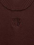 Miu Miu 2025 Round Neck Sleeveless Vest Brown Viscose